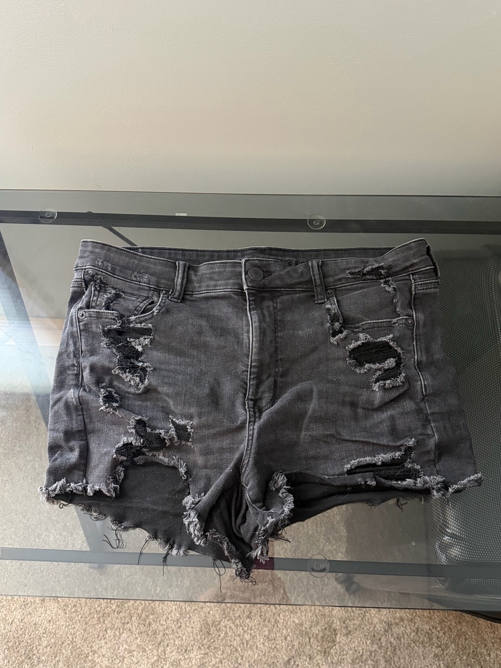 American Eagle Outfitters Black Distressed Denim Cutoff Shorts